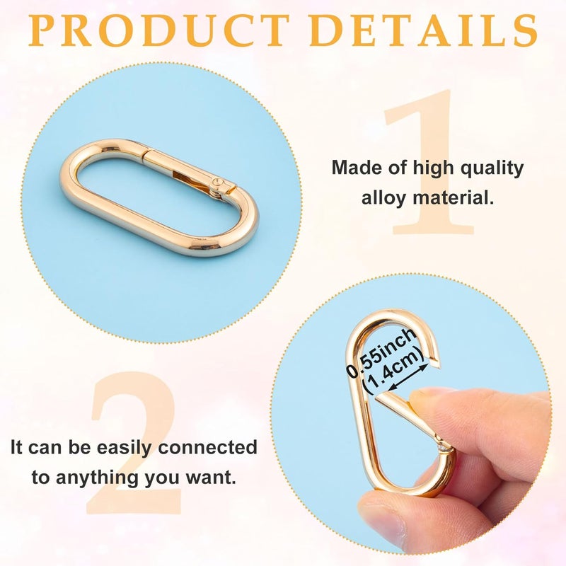 STSTR 3pcs Oval Spring Ring Clips, Metal Keyring Purse Clip, Heavy Duty Opening O Ring Carabiner for Keychains,Backpacks, Keys - Image 3